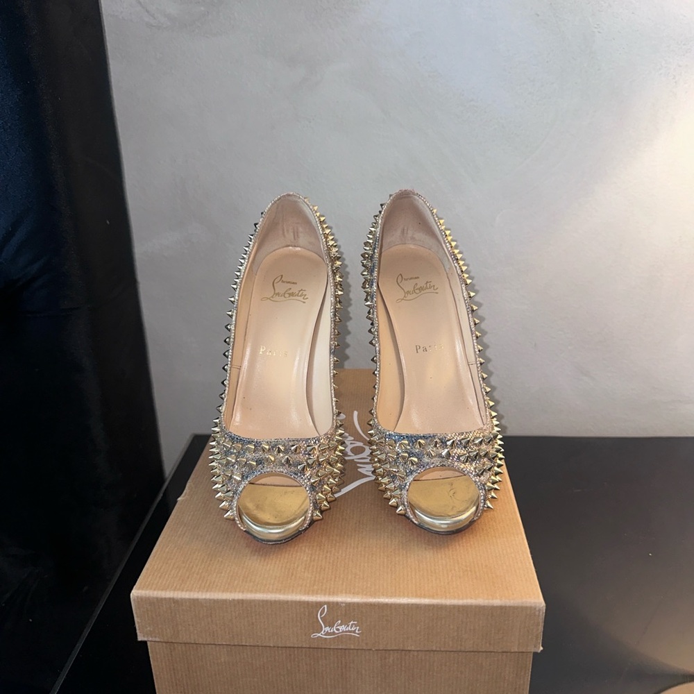 Christian Louboutin Gold Spiked Women's Heels